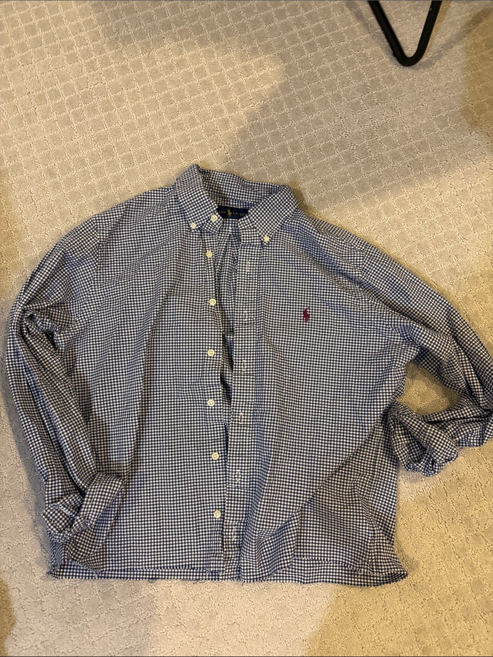 Polo by Ralph Lauren Blue Gingham Button-Down Shirt with Red Pony